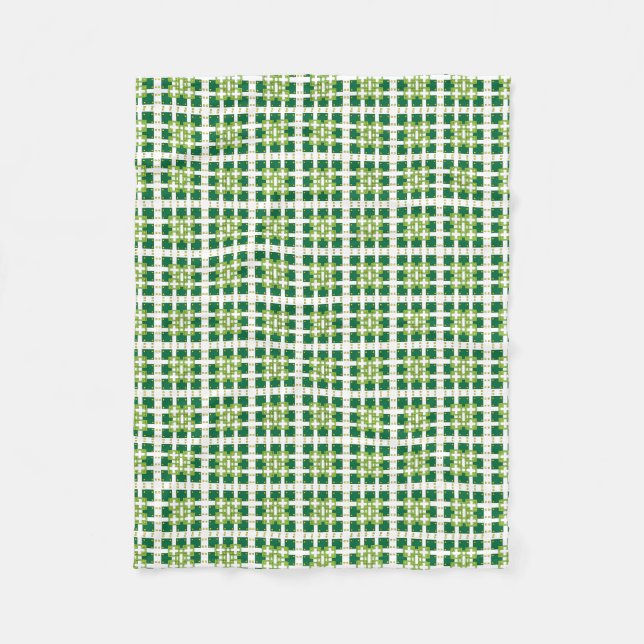 Couverture Polaire Motif carré de la forêt verte géométrique moderne (Devant)