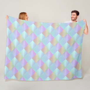 Couverture Polaire Motif Carré Pastel