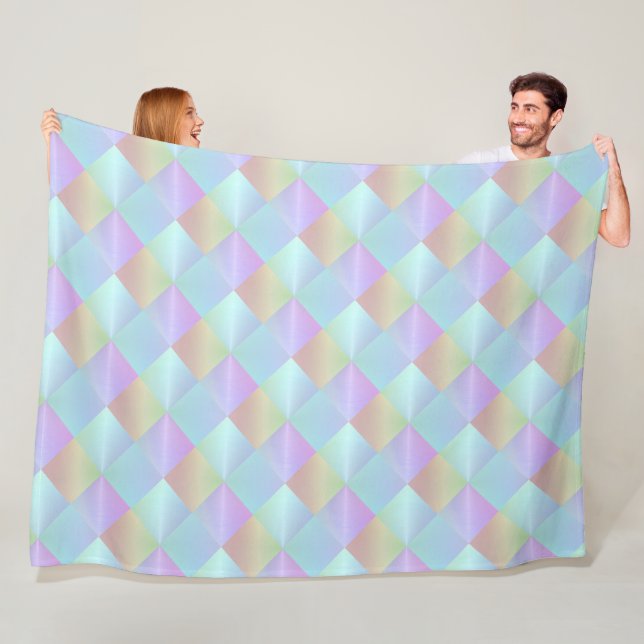 Couverture Polaire Motif Carré Pastel (En situation)