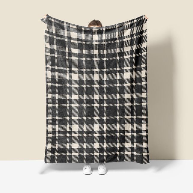 Couverture Polaire Motif carreaux tartan classique - Noir Charbon  (Créateur téléchargé)