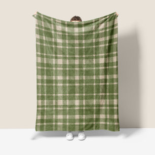 Couverture Polaire Motif carreaux tartan classique - vert olive et cr