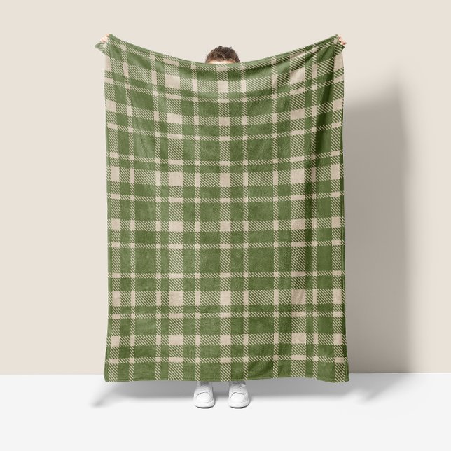 Couverture Polaire Motif carreaux tartan classique - vert olive et cr (Créateur téléchargé)