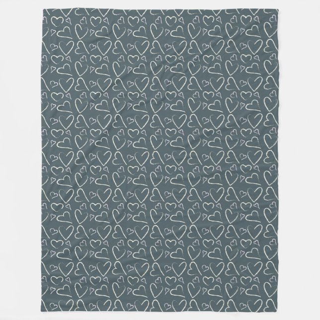 Couverture Polaire Motif Chalkboard Doodle Hearts (Devant)