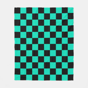 Couverture Polaire Motif chèque À damiers noir vert