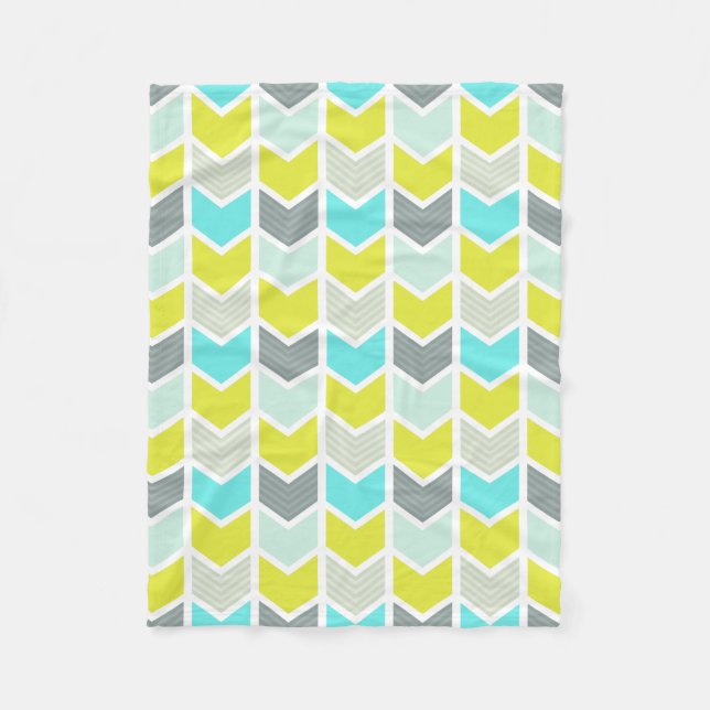 Couverture Polaire Motif Chevron Géométrique bleu bleu bleu Aqua (Devant)