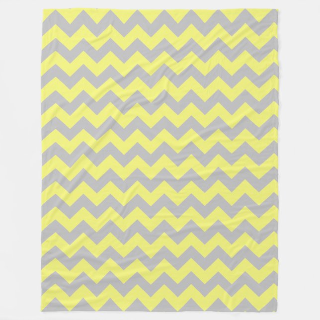 Couverture Polaire Motif Chevron jaune pâle gris (Devant)