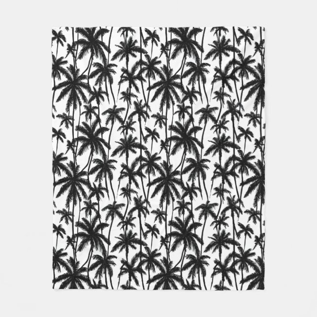 Couverture Polaire Motif Chick Black + White Palm Tree (Devant)
