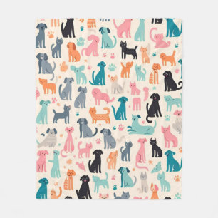Couverture Polaire Motif chien et chat sans couture