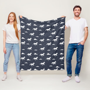 Couverture Polaire Motif ciel de minuit licorne bleu
