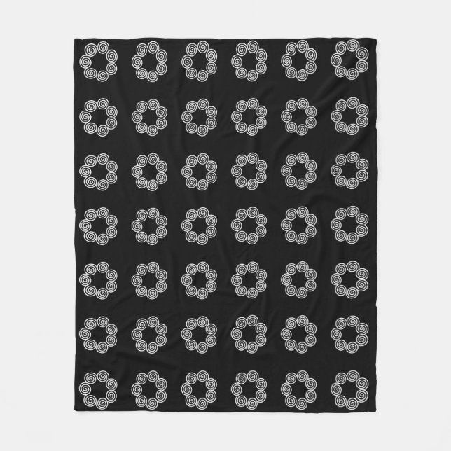 Couverture Polaire Motif circulaire Abstrait en noir (Devant)