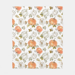 Couverture Polaire Motif Citrouille d'aquarelle d'automne