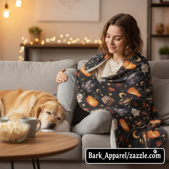 Couverture Polaire Motif Citrouille éffrayant Halloween Ghost (Créateur téléchargé)