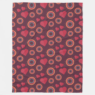 Couverture Polaire Motif Coeurs et cercles rétro