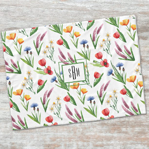 Couverture Polaire Motif coloré de fleurs sauvages illustrées