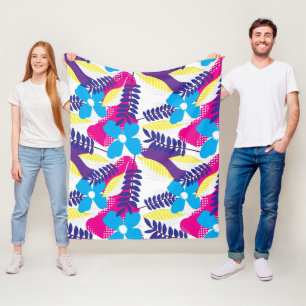 Couverture Polaire Motif coloré de Flore Chic & Point avec Feuilles