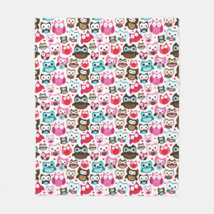 Couverture Polaire motif coloré de hibou