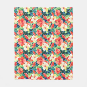 Couverture Polaire Motif coloré de ketmie