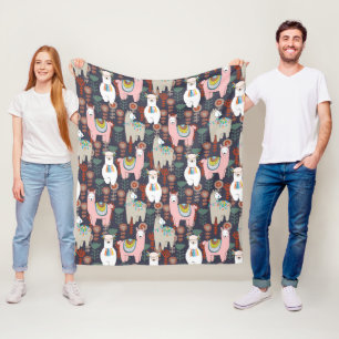 Couverture Polaire Motif coloré de lamas
