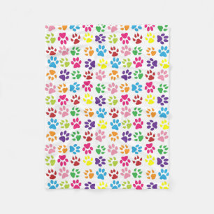 Couverture Polaire Motif coloré d'empreintes de pattes