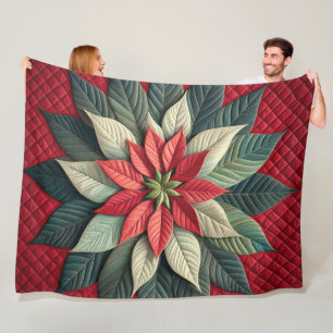 Couverture Polaire Motif courbé Poinsettia rouge
