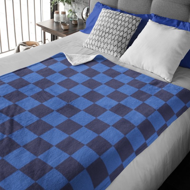 Couverture Polaire Motif croate À damiers bleu foncé moderne (Créateur téléchargé)