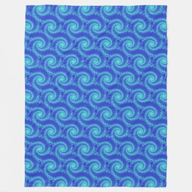 Couverture Polaire Motif cyan bleu spiral fractal (Devant)