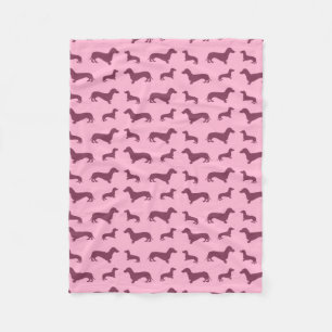 Couverture Polaire Motif dachshund rose pâle