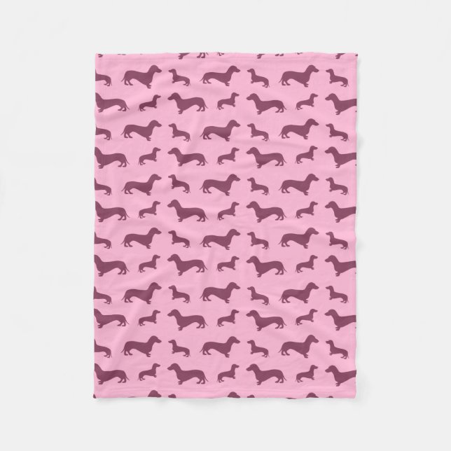 Couverture Polaire Motif dachshund rose pâle (Devant)