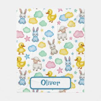 Couverture Polaire Motif d'agneau, de lapin et de caneton mignons