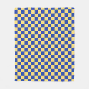 Couverture Polaire Motif damier jaune beurre et bleu