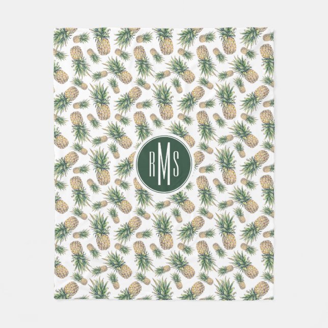 Couverture Polaire Motif d'ananas d'aquarelle (Devant)