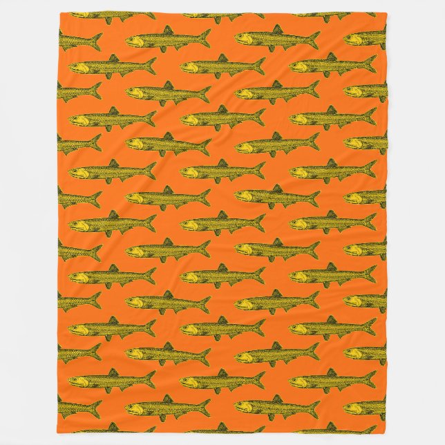 Couverture Polaire Motif d'anchois - orange, noir et orange (Devant)