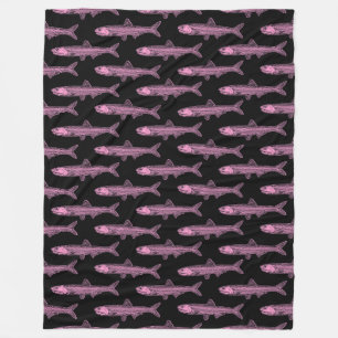 Couverture Polaire Motif d'anchois - rose et noir