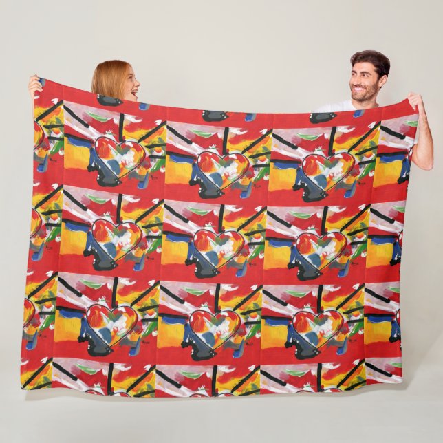 Couverture Polaire motif d'aquarelle couleur Peter Max des années 60 (En situation)
