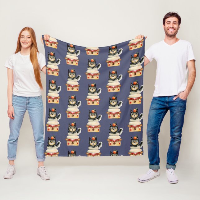 Couverture Polaire Motif d'aquarelle de chien de Shiba Inu de (En situation)