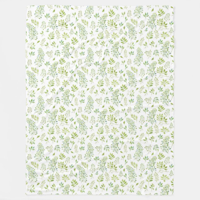 Couverture Polaire Motif d'aquarelle vert simple et mignon (Devant)