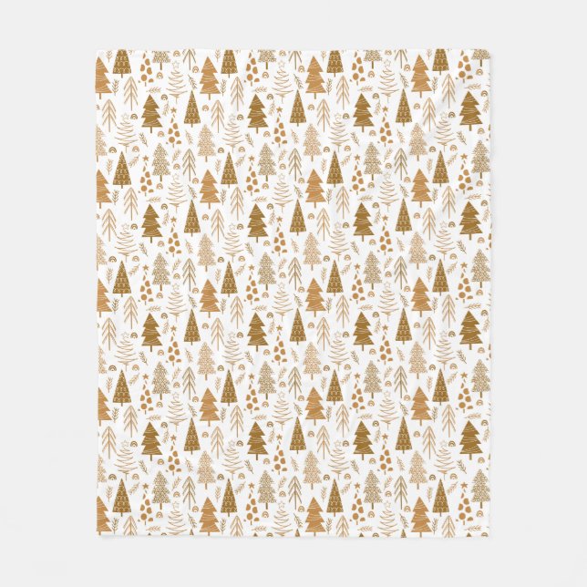 Couverture Polaire Motif d'arbre de Noël de style scandinave or (Devant)
