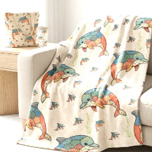 Motif dauphin en patchwork matelassé faux vintage