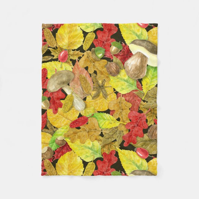 Couverture Polaire Motif d'automne aquarelle (Devant)