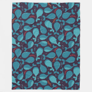 Couverture Polaire Motif de baleine bleue