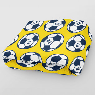 Couverture Polaire Motif de balle de football Navy Jaune Numéro