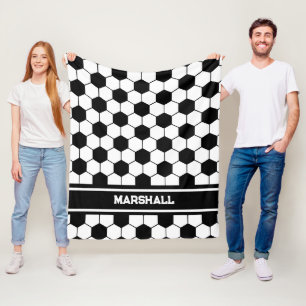 Couverture Polaire Motif de balle de football noir et blanc