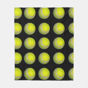 Couverture Polaire Motif de balle de tennis noir jaune,