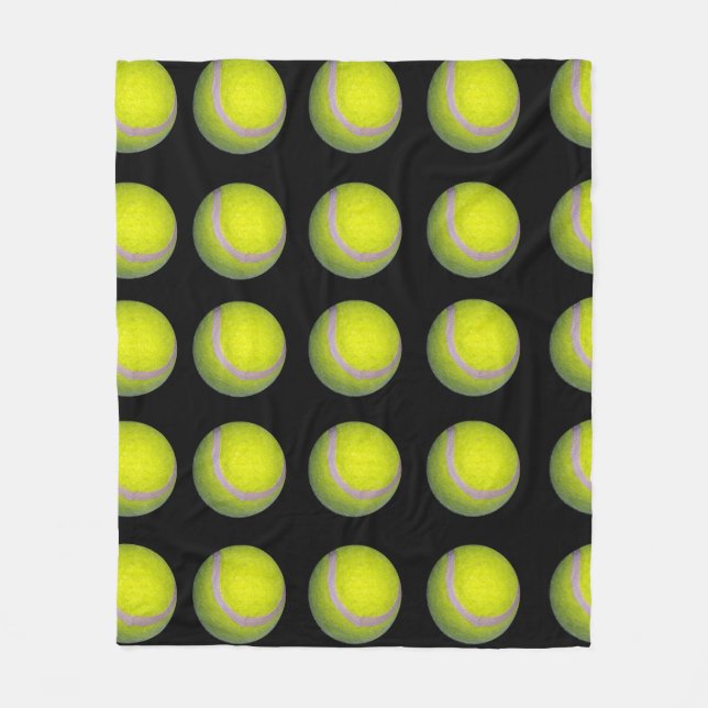 Couverture Polaire Motif de balle de tennis noir jaune, (Devant)