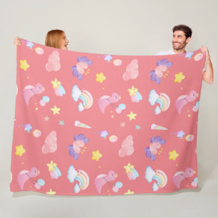 Couverture Polaire Motif de ballon arc-en-ciel rose doux dinosaure