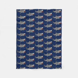 Couverture Polaire Motif de bande dessinée de requin sur le bleu