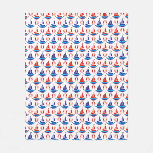 Couverture Polaire Motif de bateau à voile (Devant)