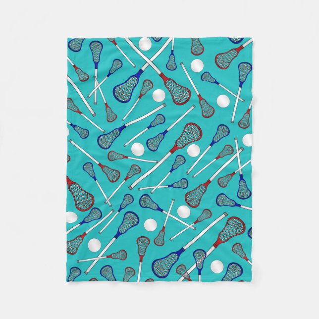 Couverture Polaire Motif de bâtons de lacrosse de turquoise (Devant)