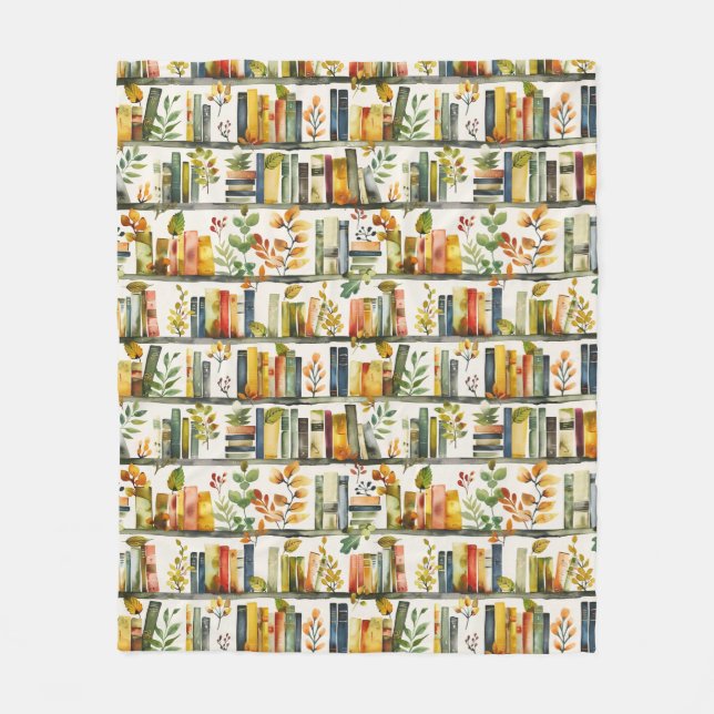Couverture Polaire Motif de bibliothèque aquarelle (Devant)
