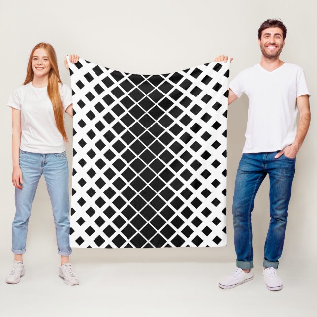 Couverture Polaire Motif de blocs de Carré de dissolution noir modern (En situation)